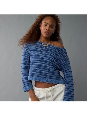 AEO Ballet Neck Open Knit Sweater